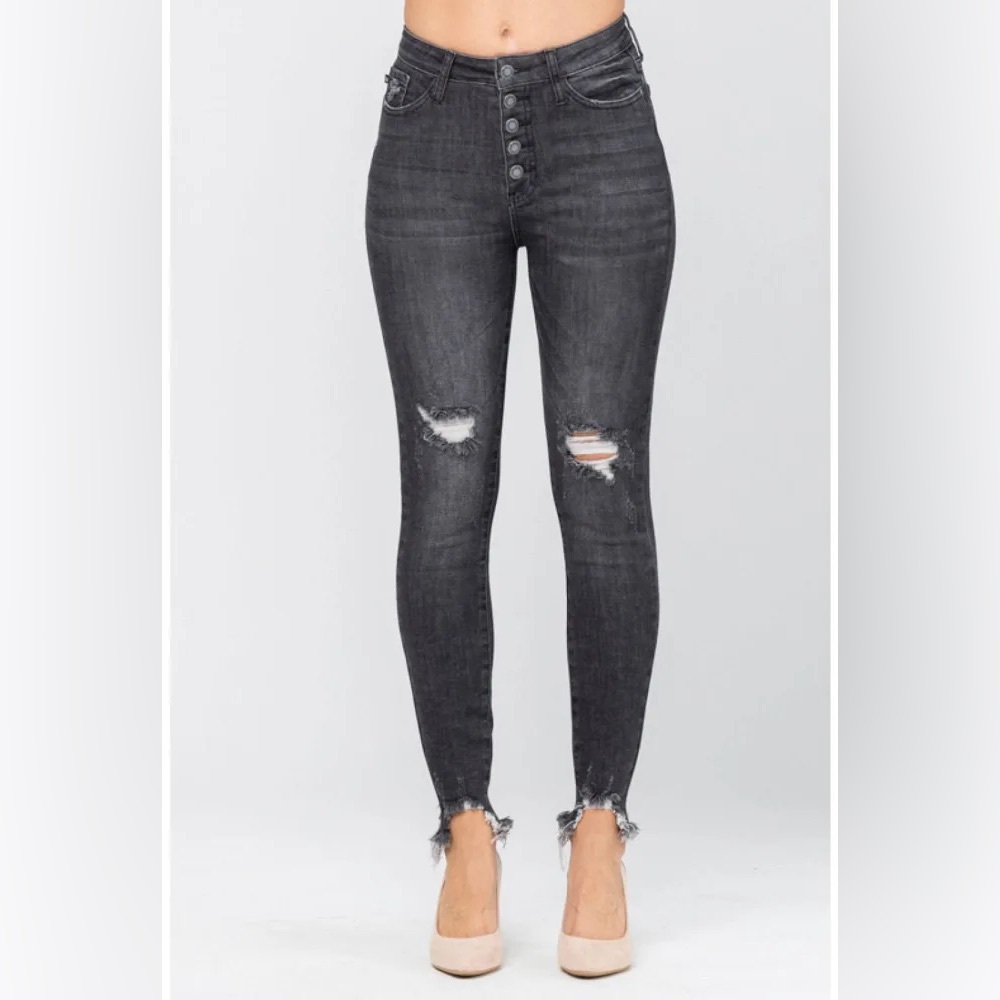 NWT Judy Blue Lani‎ Distressed Skinny Jeans Size 9/29 Black